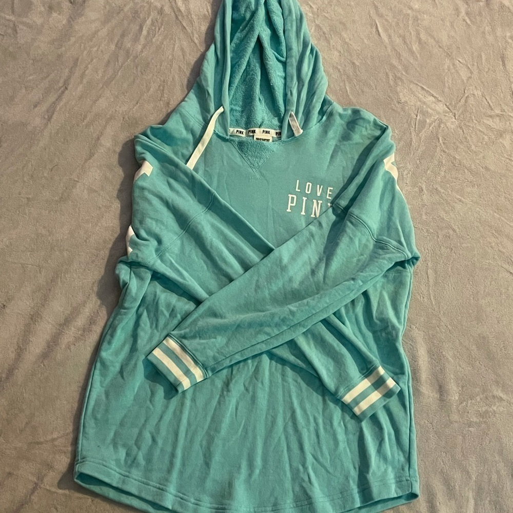 PINK Victoria’s Secret blue and white womens hoodie
